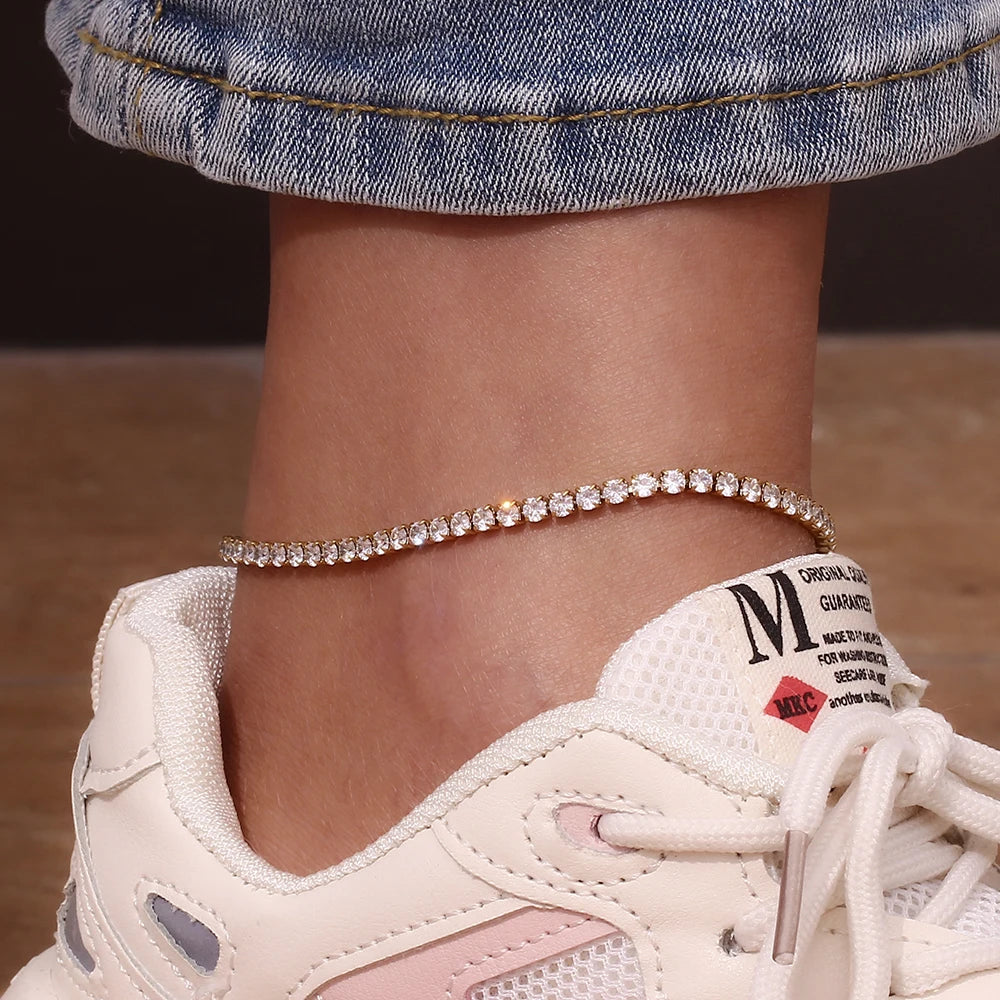 Tennis Anklet - 18k Gold