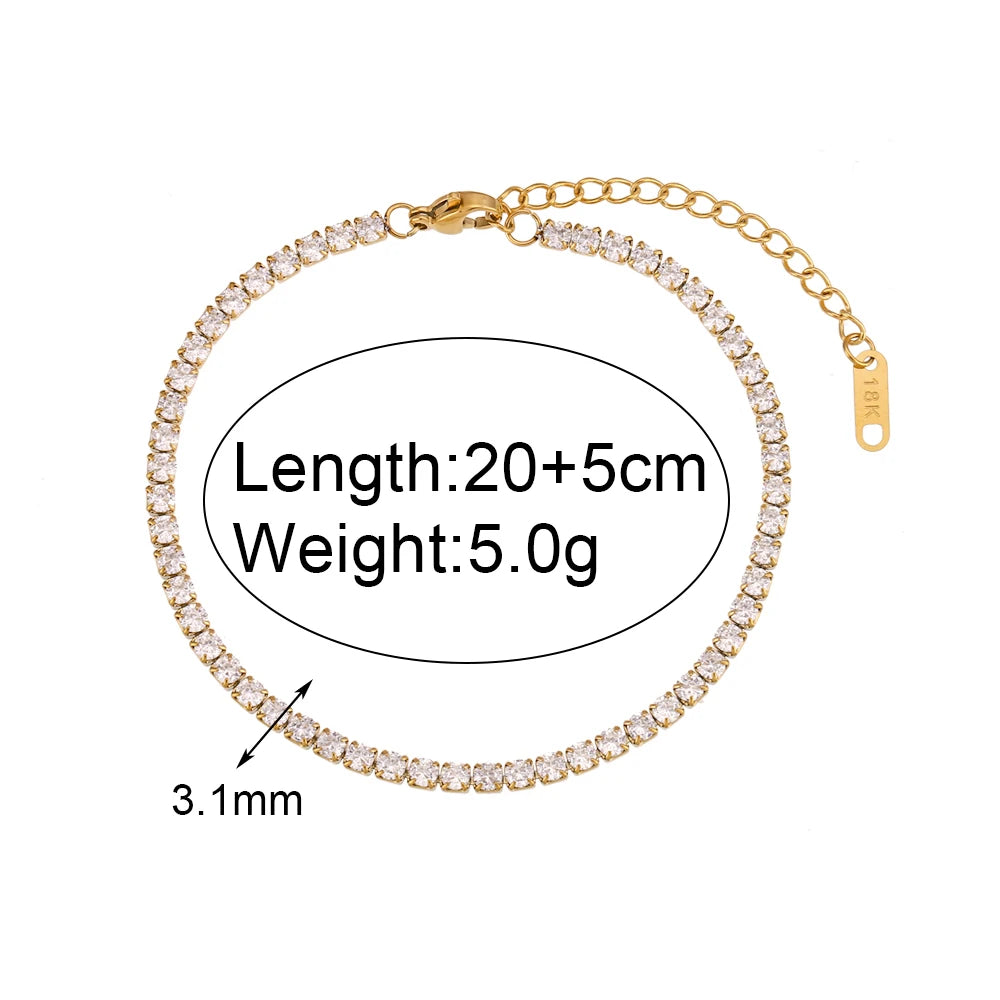 Tennis Anklet - 18k Gold