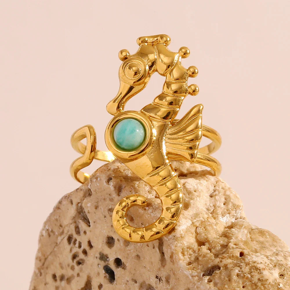 Ocean Whisper Seahorse Accent Ring