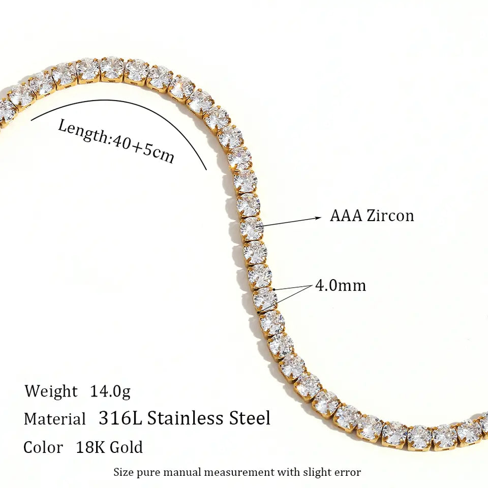 Luminous Zircon Tennis Necklace - 4mm