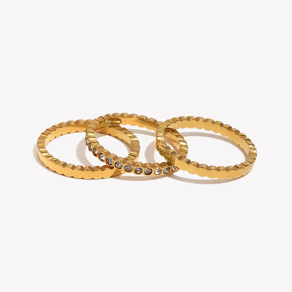 Sculpted Wave CZ Ring