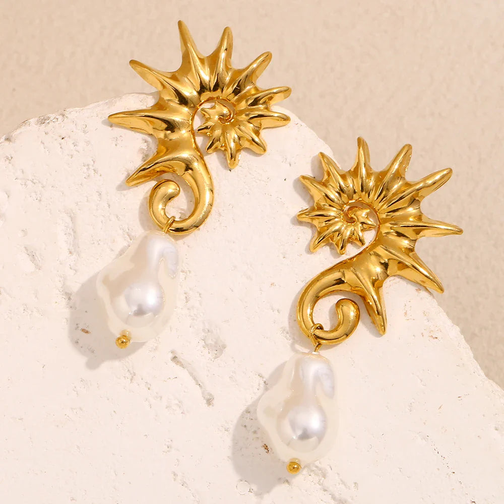 Pearl-Kissed Seahorse Earrings
