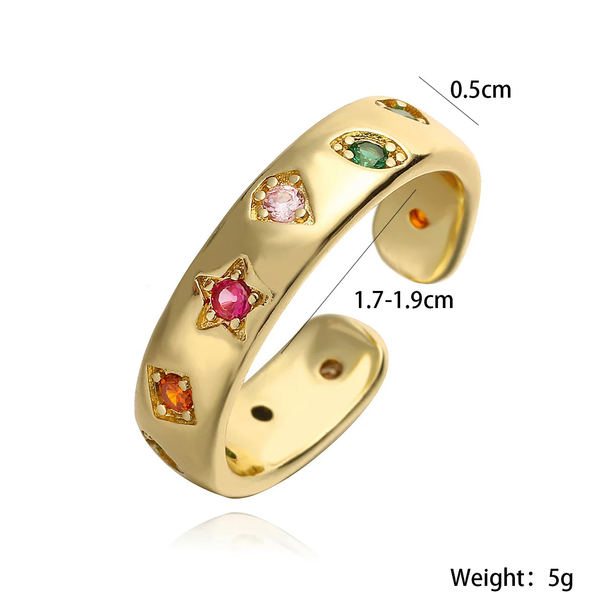 Zircon Inlaid Adjustable Ring