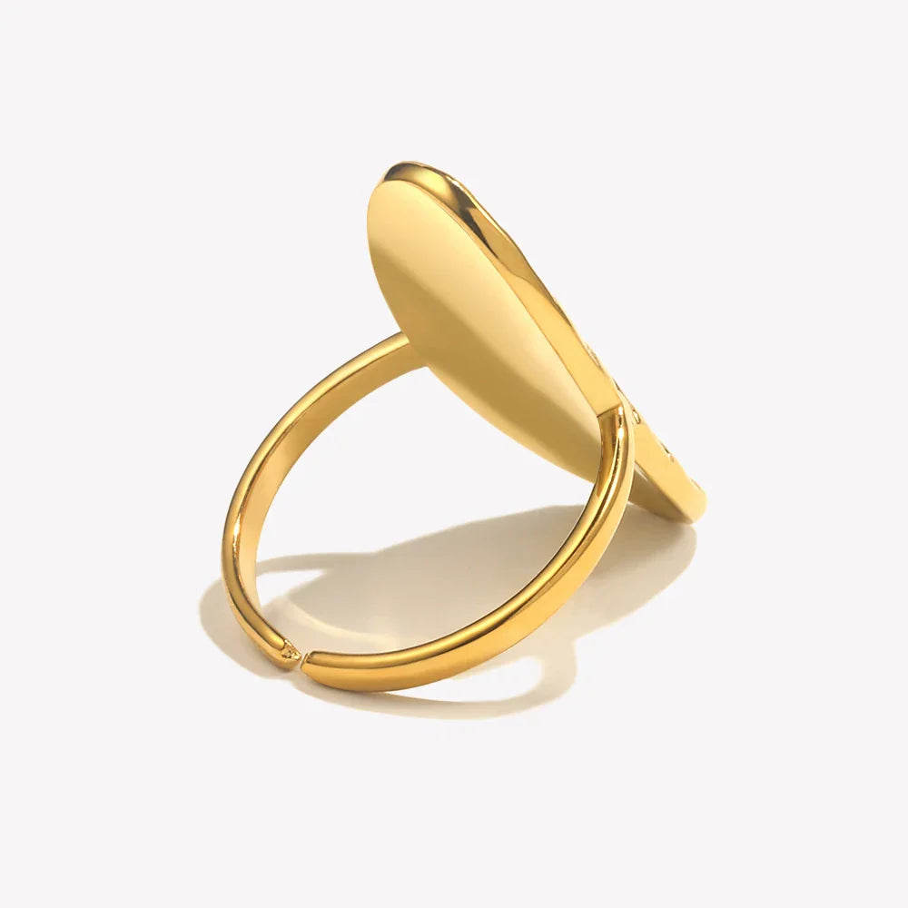 Textured Oval Centerpiece Adjustable Ring