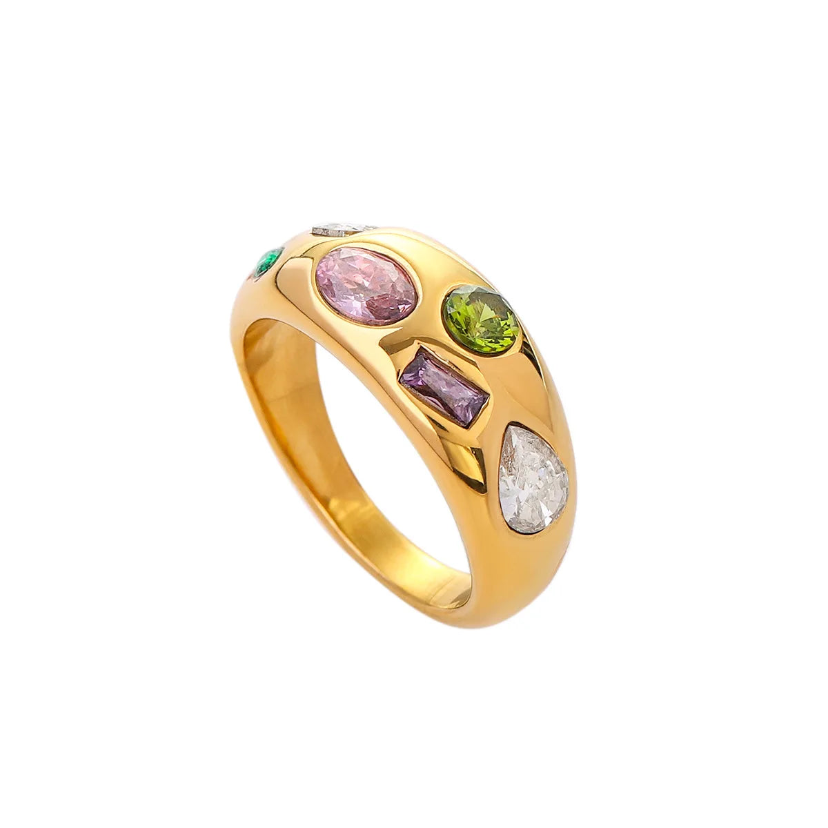 Geometric Symphony Gemstone Ring