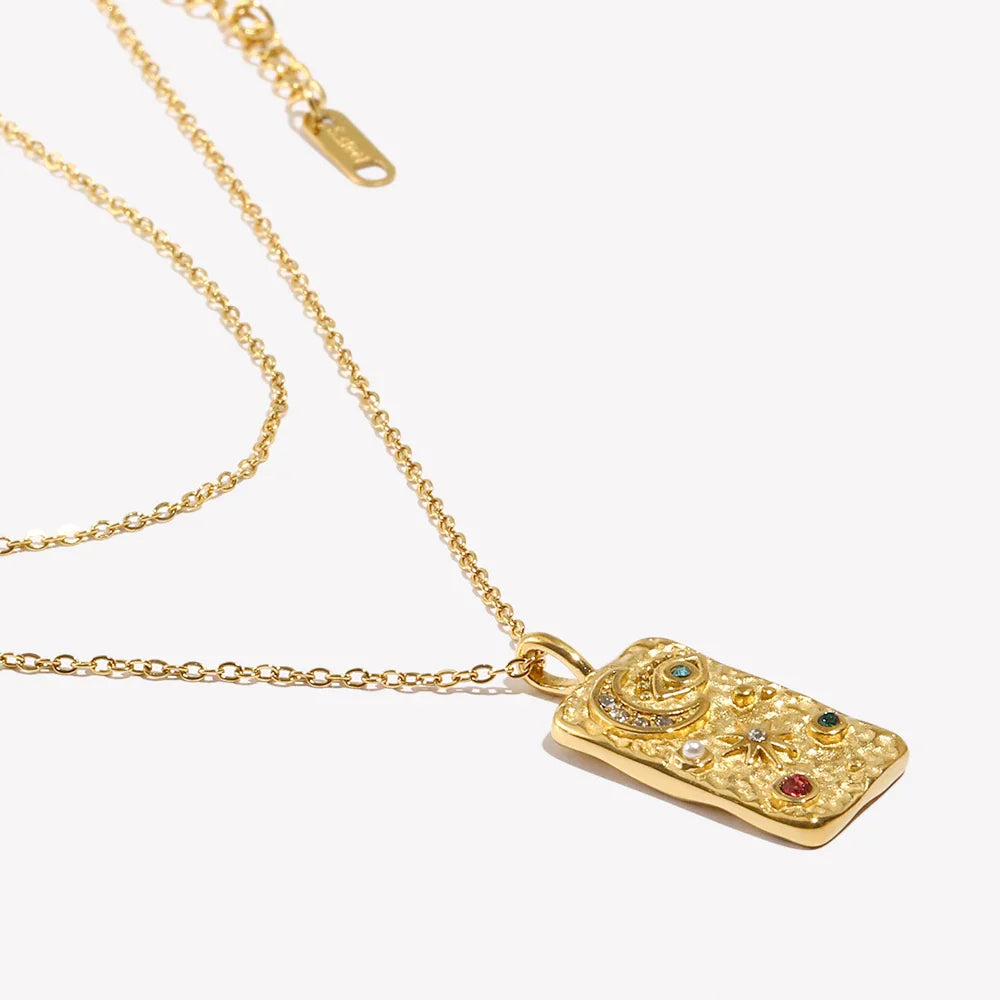 Starlit Rhinestone Pendant Necklace