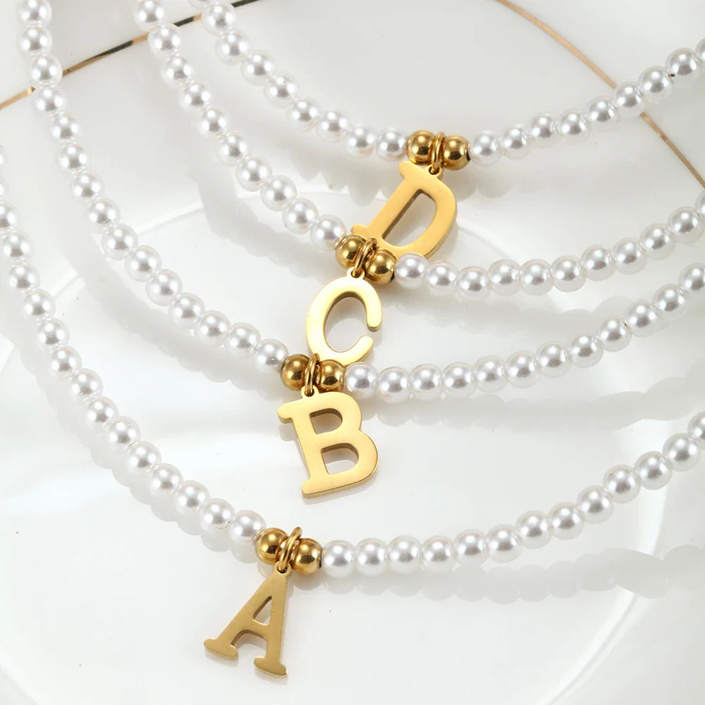 Pearl Initial Letter Necklace