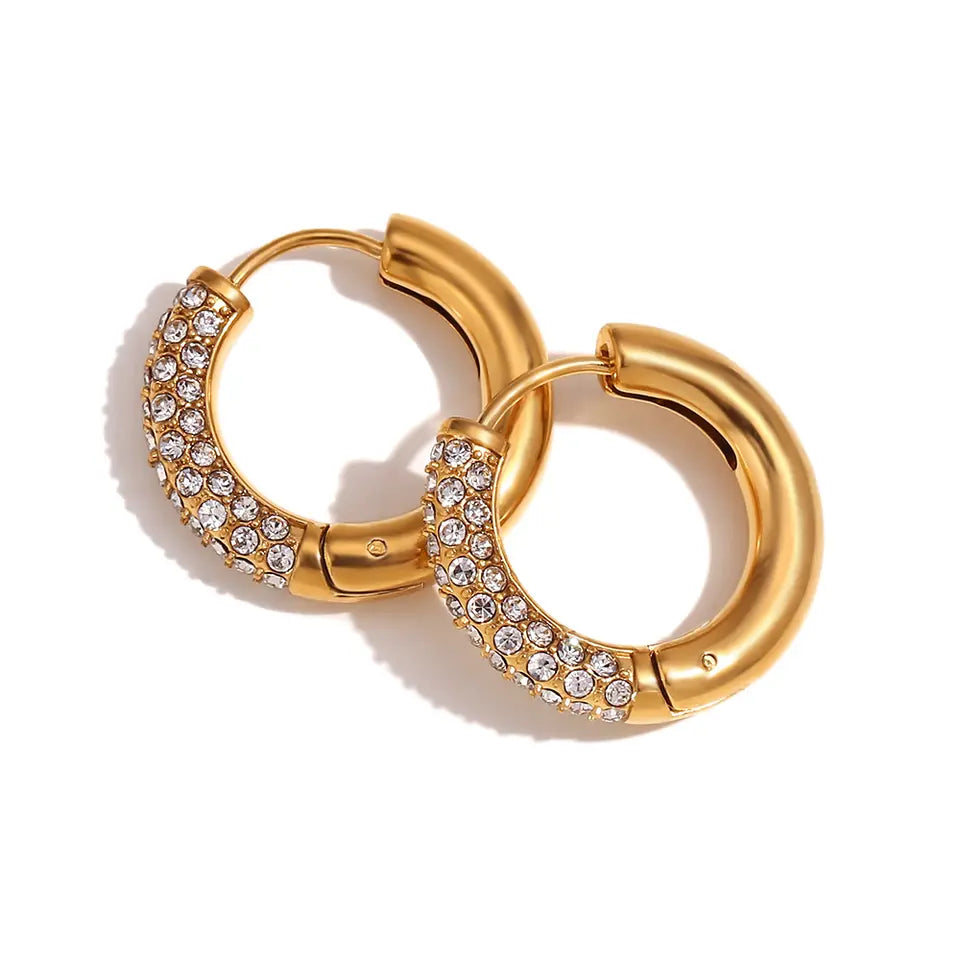 Aura Circle Zircon Studs - Gold