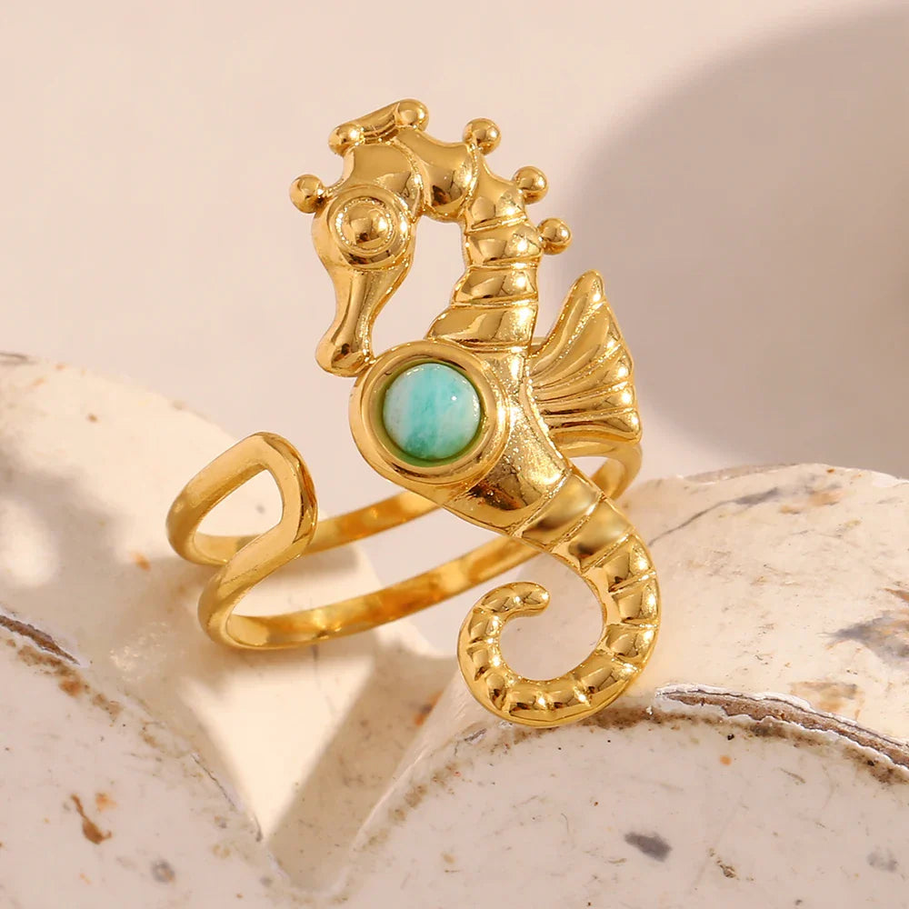 Ocean Whisper Seahorse Accent Ring