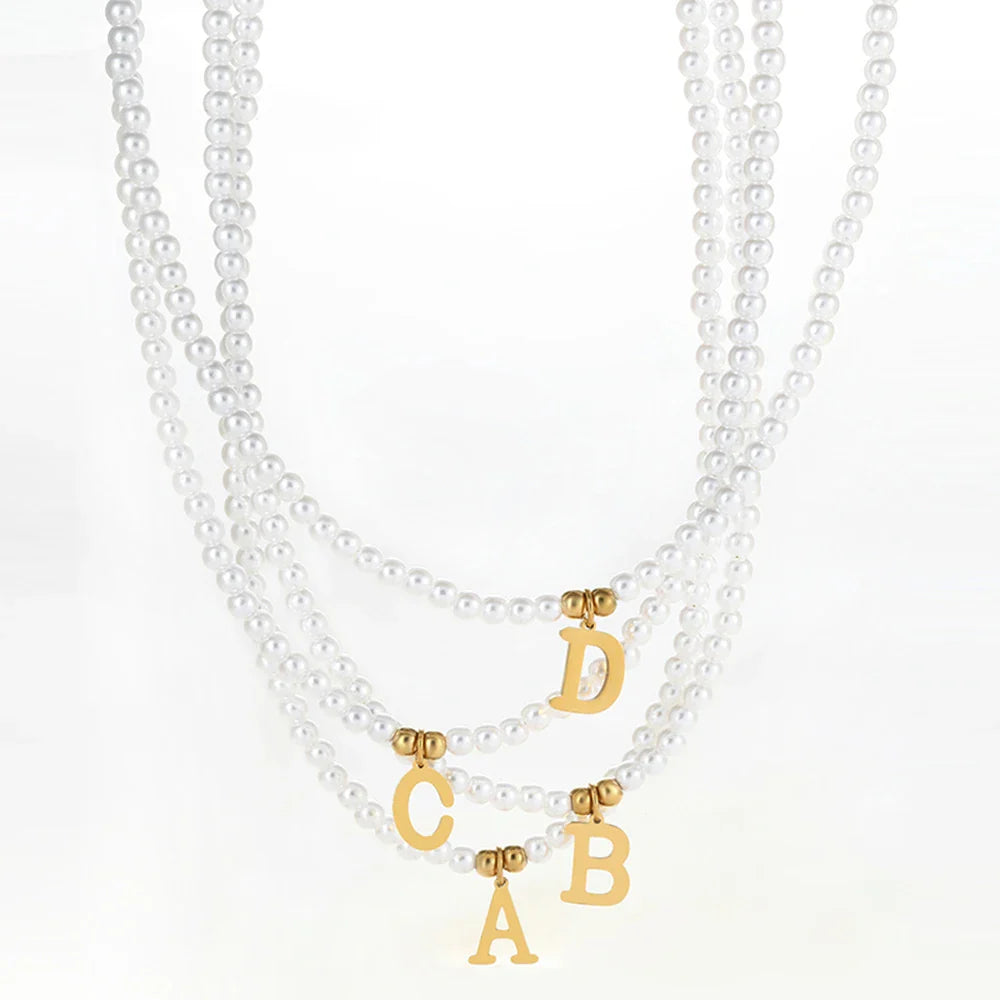 Pearl Initial Letter Necklace