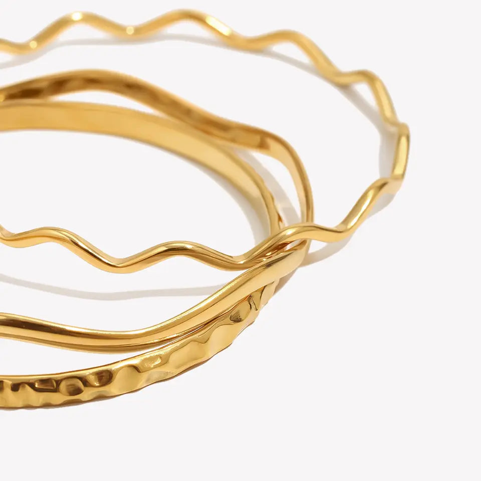 Sunlit Hammered Wave Bangle