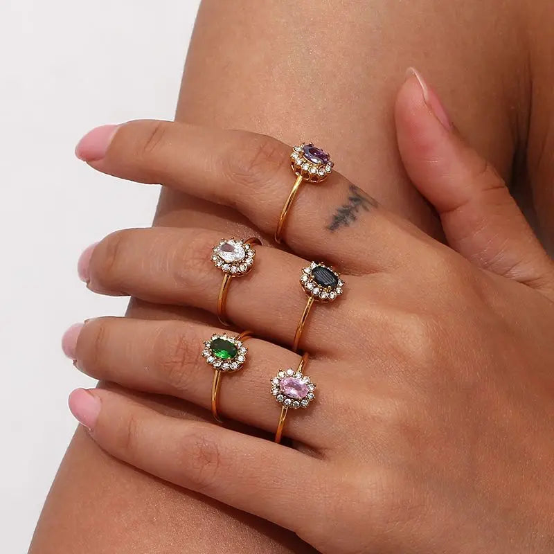 Minimalist Gemstone Rings - 18k Gold