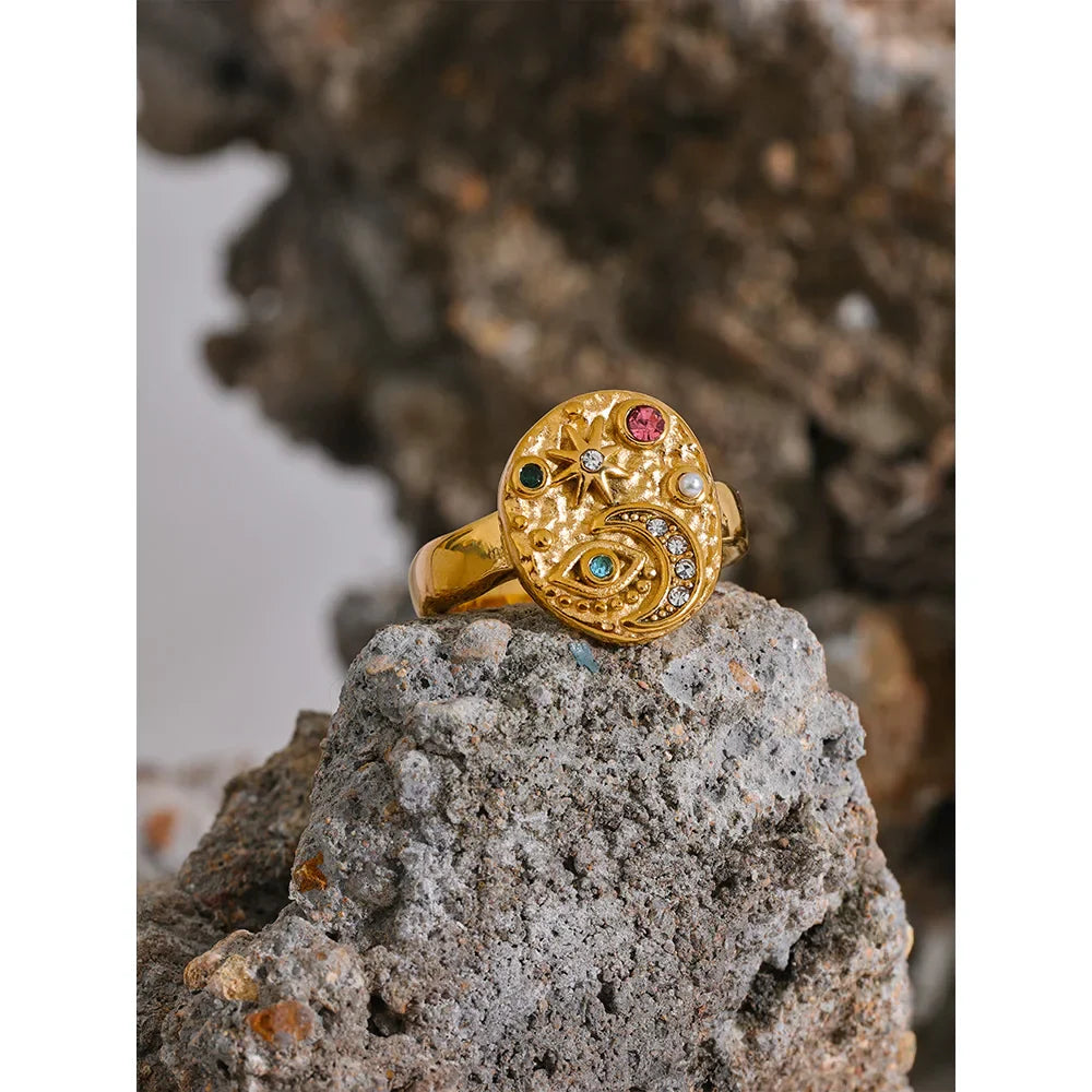 Harmony Moon & Star Ring - 18k Gold