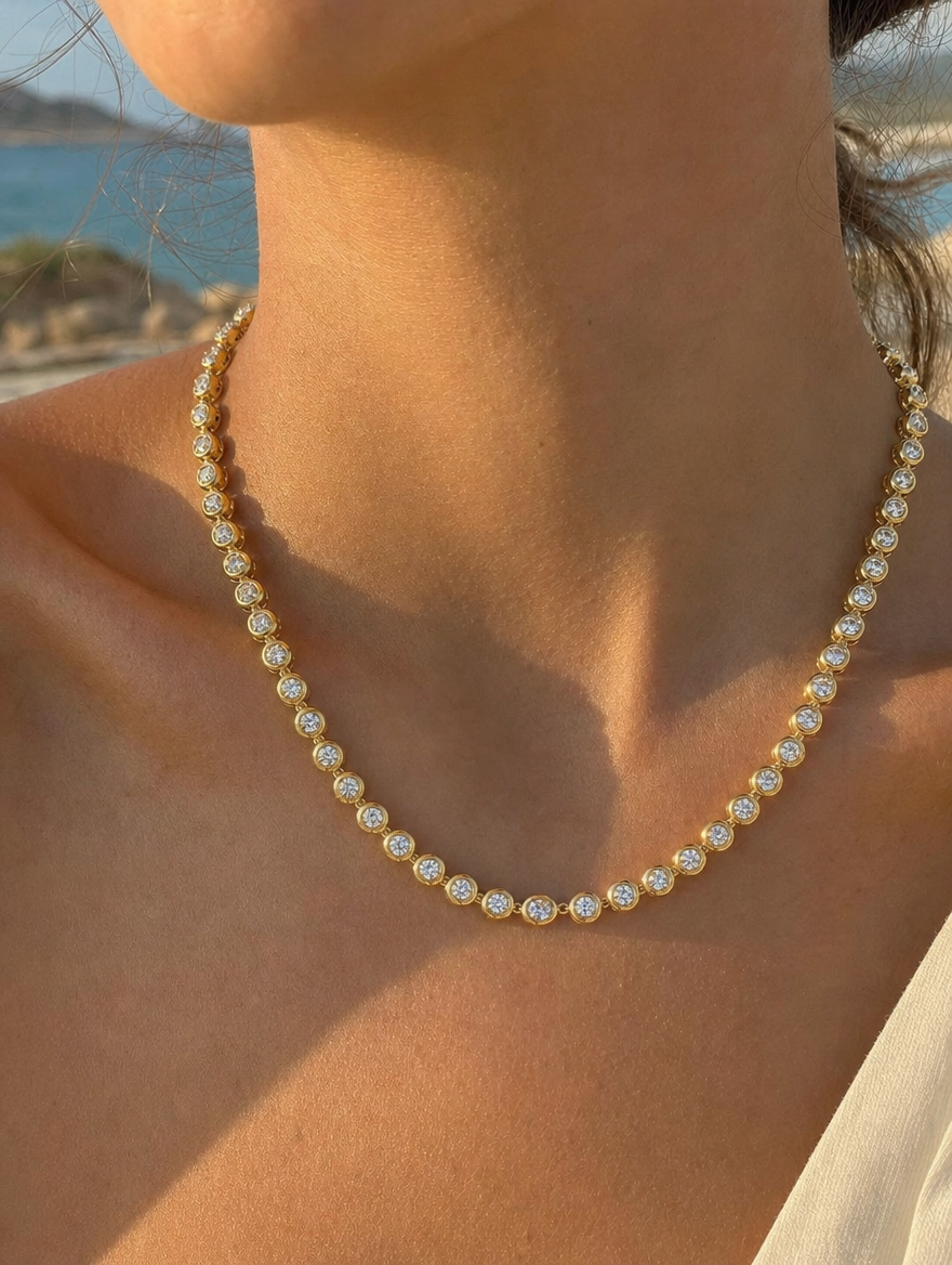 Rainbow Glow Tennis Necklace - Lifestyle