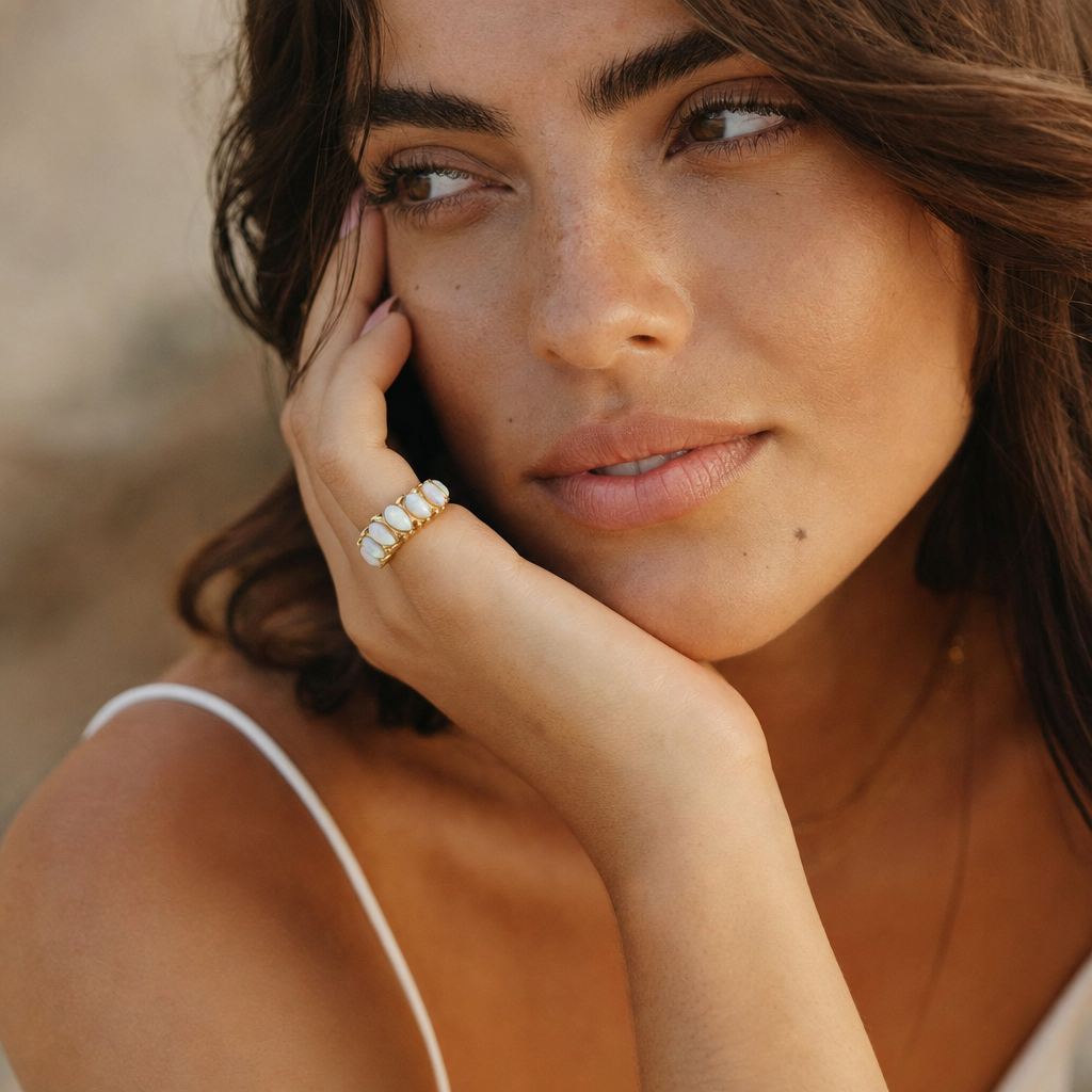 Ocean Glow Opal Ring - Editorial