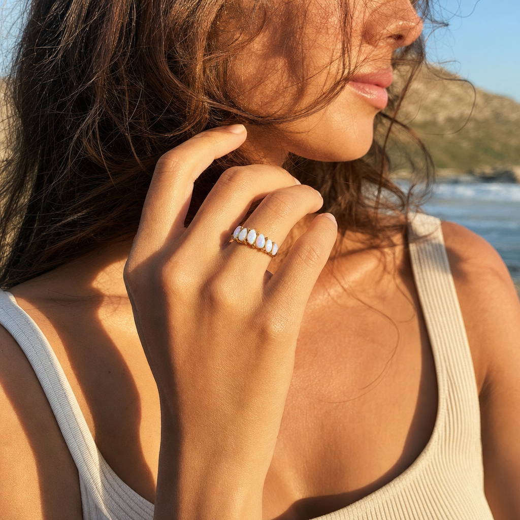 Ocean Glow Opal Ring - Lifestyle