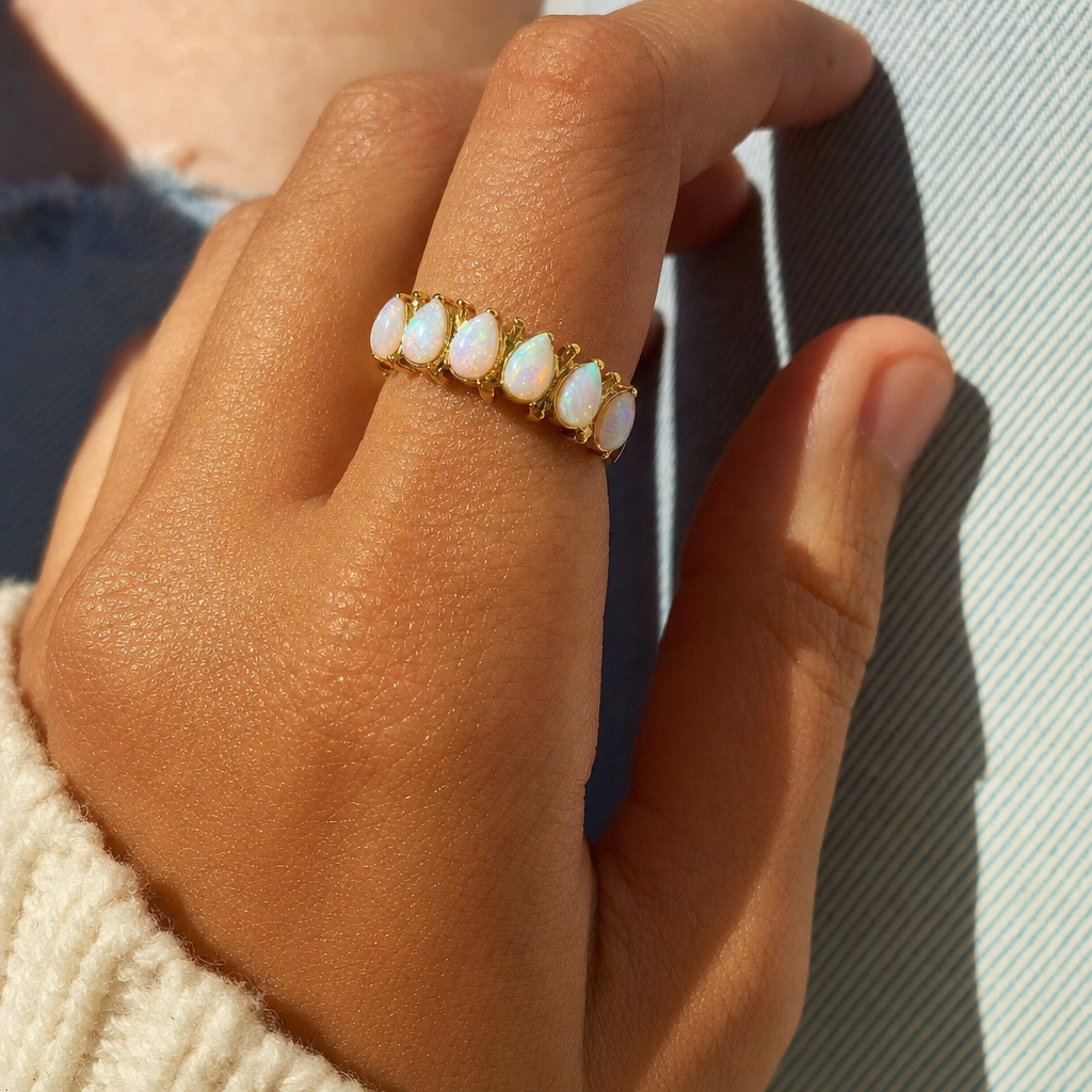 Ocean Glow Opal Ring - Close-up