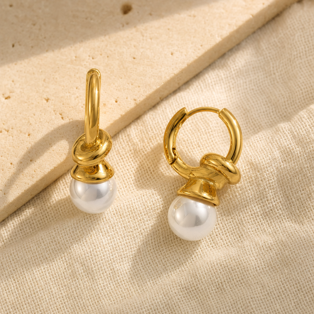 Halo Knot Pearl Hoop Earrings - Studio