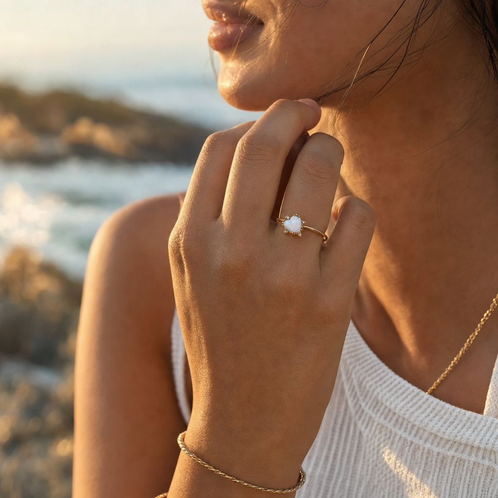 Aura Opal Charm Ring - Lifestyle