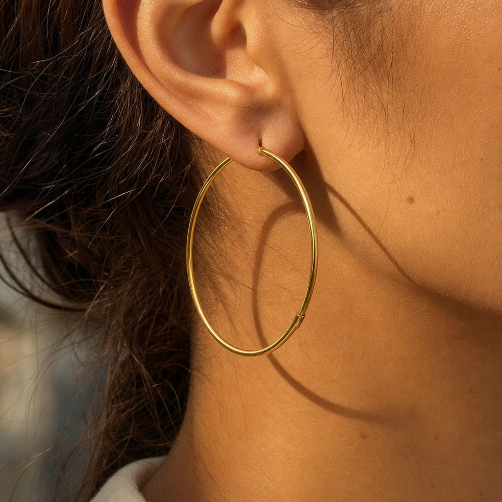 Golden Stack Hoop Earrings - Close-up
