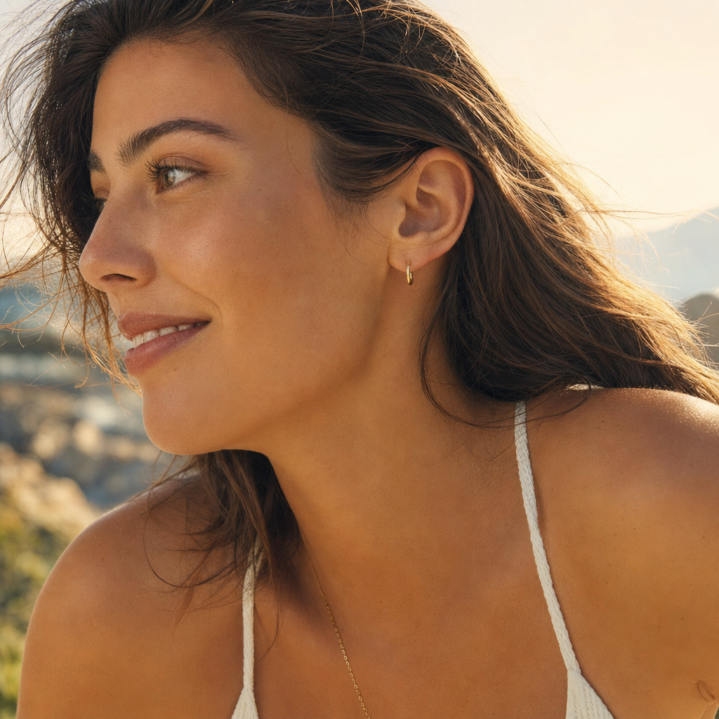 Golden Stack Hoop Earrings - Lifestyle