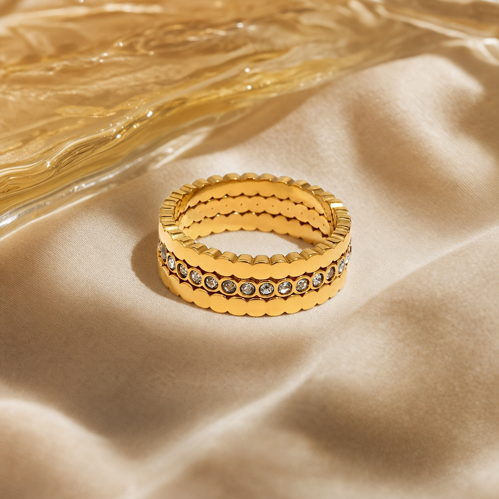 Sculpted Wave CZ Ring - Studio
