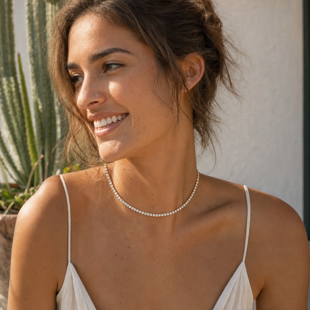 Luminous Zircon Tennis Necklace - Editorial