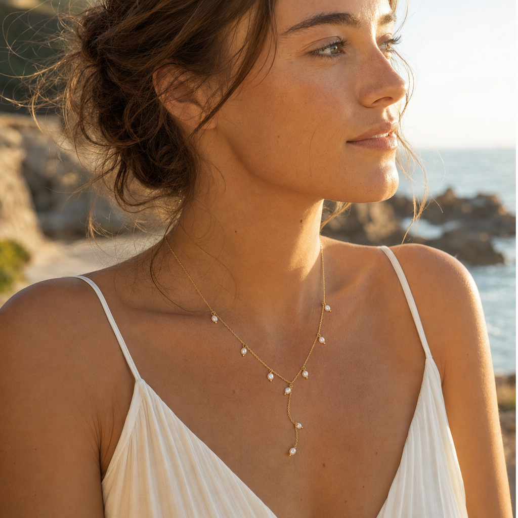 Cascade Pearl Y Necklace - Lifestyle
