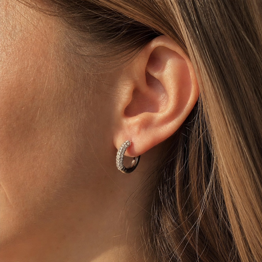 Aura Circle Zircon Studs - Close-up