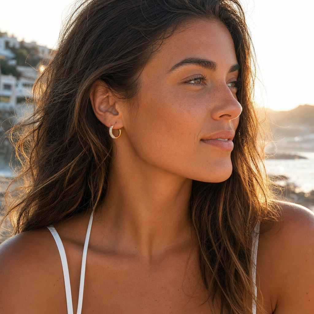Aura Circle Zircon Studs - Lifestyle