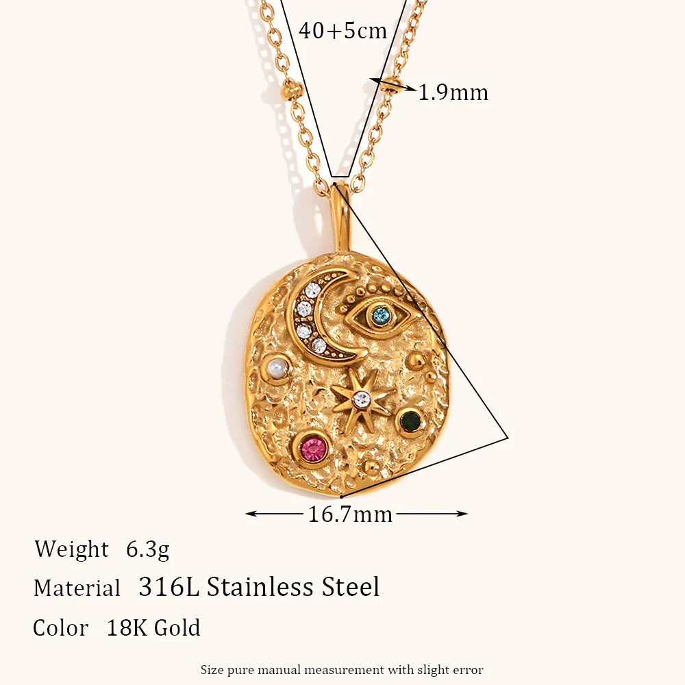 Crinkly Harmony Celestial Motifs Necklace