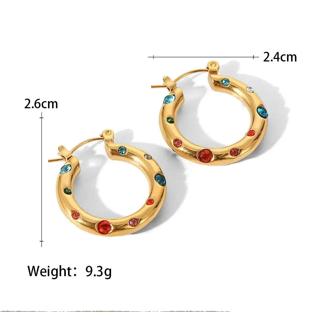 Gem-Embellished U-Shape Hoop Earrings