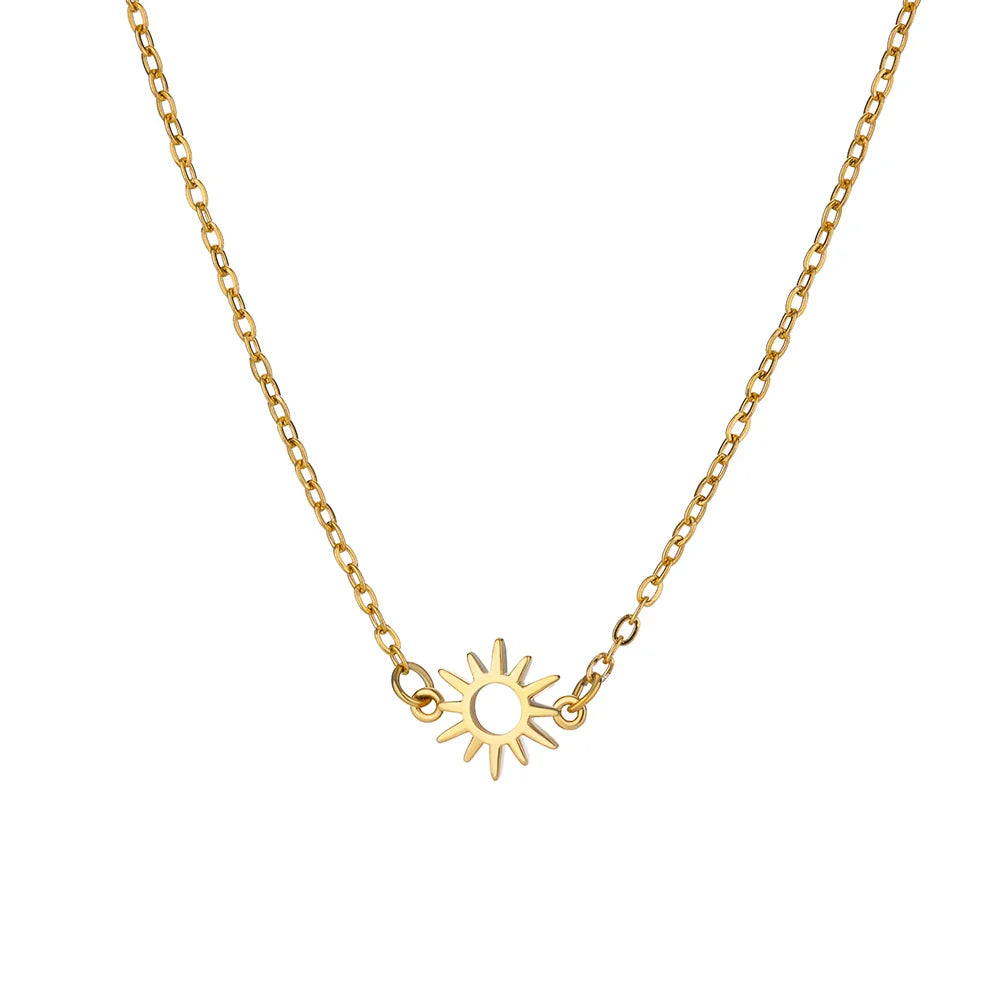 Hollow Sunburst Pendant Necklace