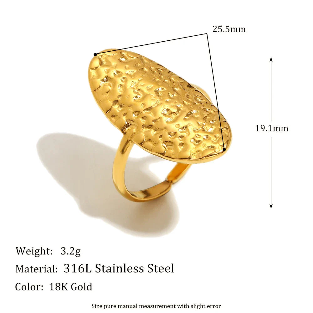 Textured Oval Centerpiece Adjustable Ring