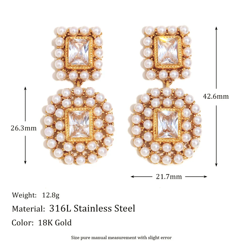 Pearl-Framed Geometric Earrings