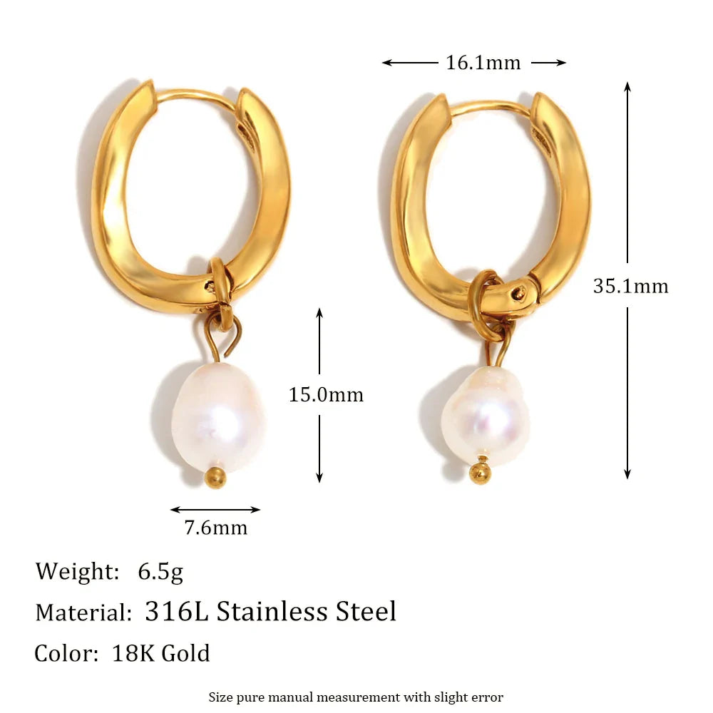 Pearl-Kissed Teardrop Hoop Earrings