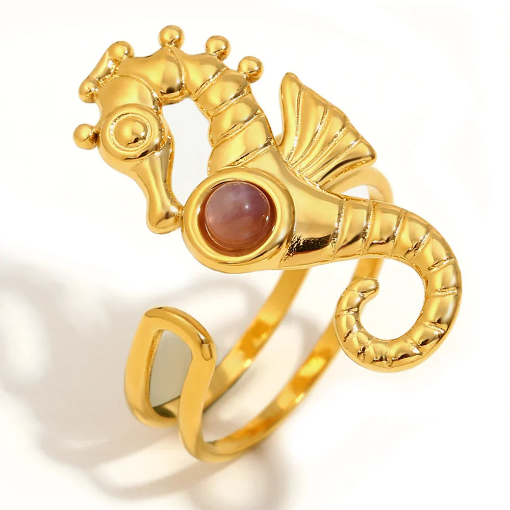 Ocean Whisper Seahorse Accent Ring