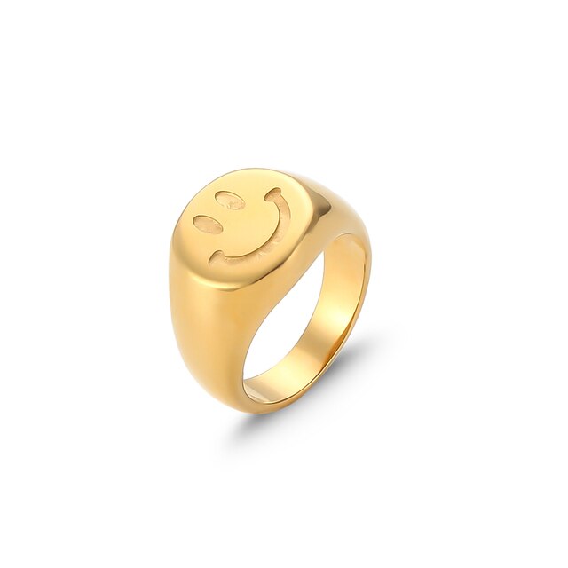 Smiley Embossed Signet Ring